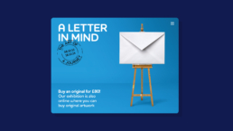 A Letter In Mind easel white envelope art blue website